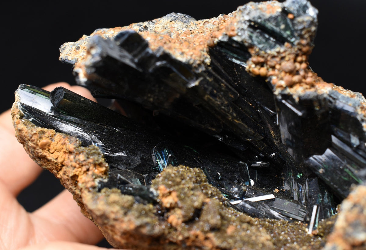 Large Rare Vivianite Crystal from Brazil - Deep Blue-Green Prismatic Blades, Brazilian Vivianite Specimen, Collector Mineral - 359g - #07