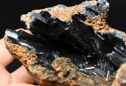 Large Rare Vivianite Crystal from Brazil - Deep Blue-Green Prismatic Blades, Brazilian Vivianite Specimen, Collector Mineral - 359g - #07