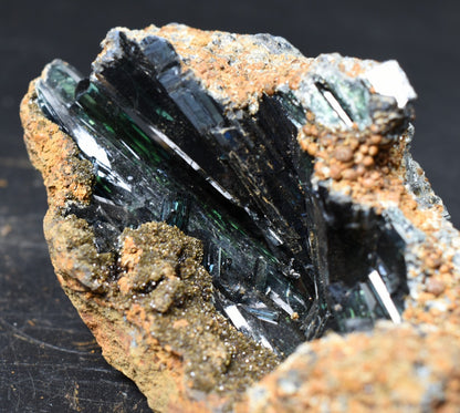 Large Rare Vivianite Crystal from Brazil - Deep Blue-Green Prismatic Blades, Brazilian Vivianite Specimen, Collector Mineral - 359g - #07