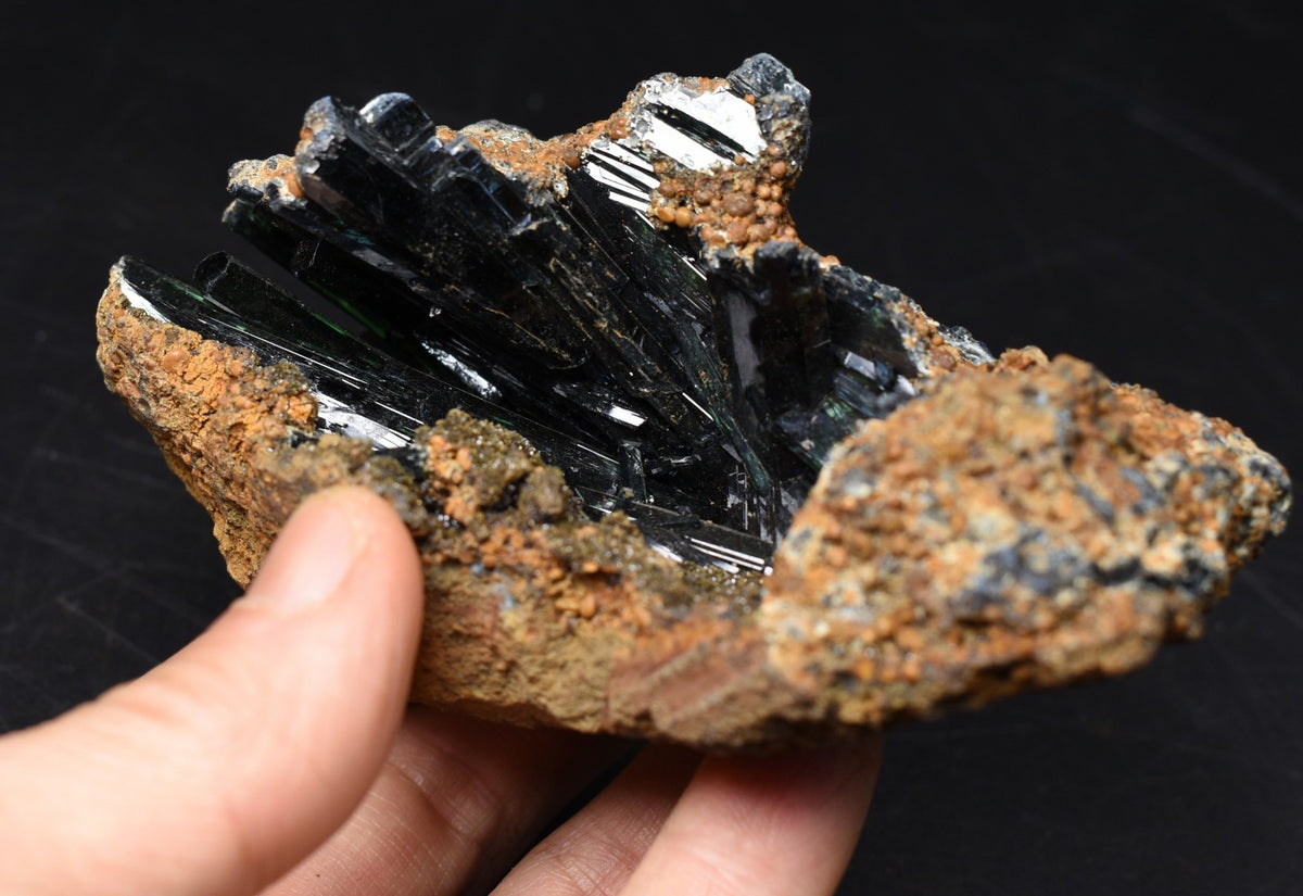 Large Rare Vivianite Crystal from Brazil - Deep Blue-Green Prismatic Blades, Brazilian Vivianite Specimen, Collector Mineral - 359g - #07