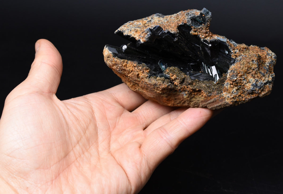 Large Rare Vivianite Crystal from Brazil - Deep Blue-Green Prismatic Blades, Brazilian Vivianite Specimen, Collector Mineral - 359g - #07