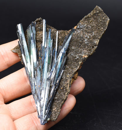 Rare Vivianite Crystal from Brazil - Deep Blue-Green Prismatic Blades, Brazilian Vivianite Specimen, Collector Mineral - 60g - #08
