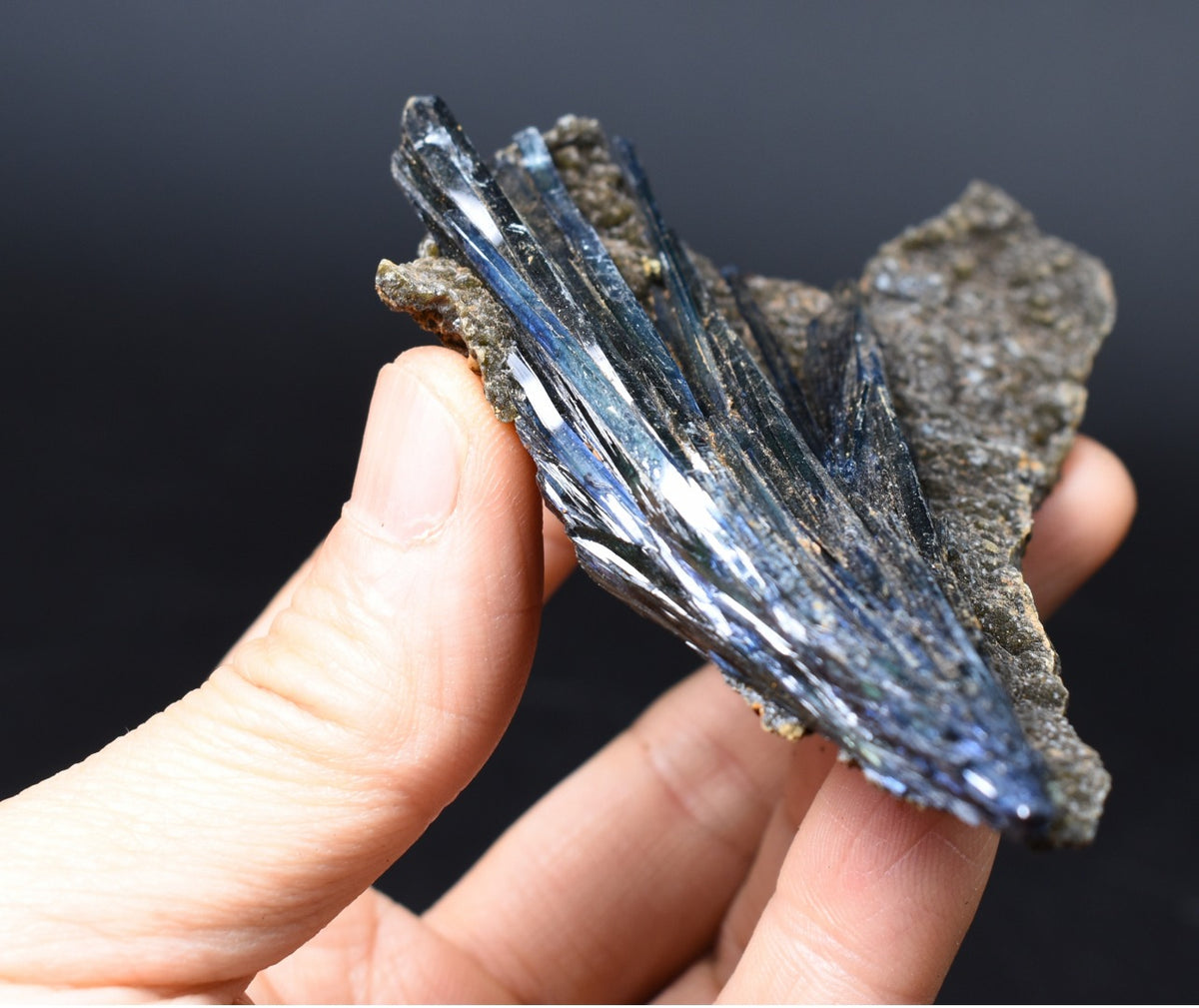 Rare Vivianite Crystal from Brazil - Deep Blue-Green Prismatic Blades, Brazilian Vivianite Specimen, Collector Mineral - 60g - #08