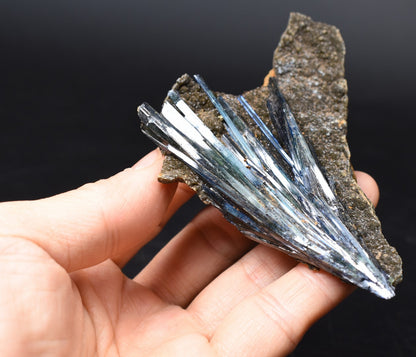 Rare Vivianite Crystal from Brazil - Deep Blue-Green Prismatic Blades, Brazilian Vivianite Specimen, Collector Mineral - 60g - #08