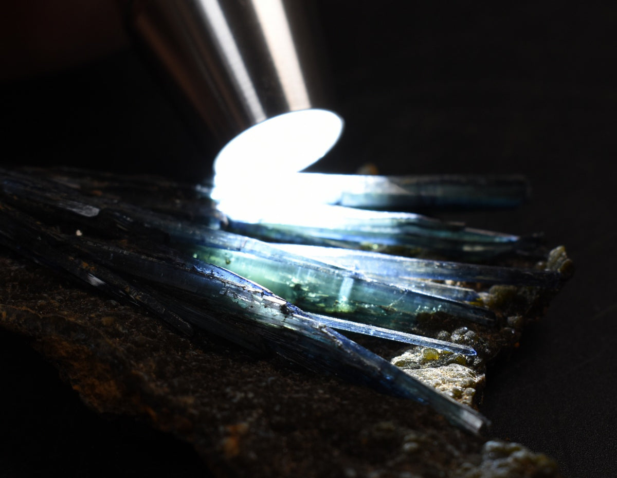 Rare Vivianite Crystal from Brazil - Deep Blue-Green Prismatic Blades, Brazilian Vivianite Specimen, Collector Mineral - 60g - #08