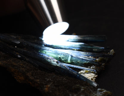 Rare Vivianite Crystal from Brazil - Deep Blue-Green Prismatic Blades, Brazilian Vivianite Specimen, Collector Mineral - 60g - #08