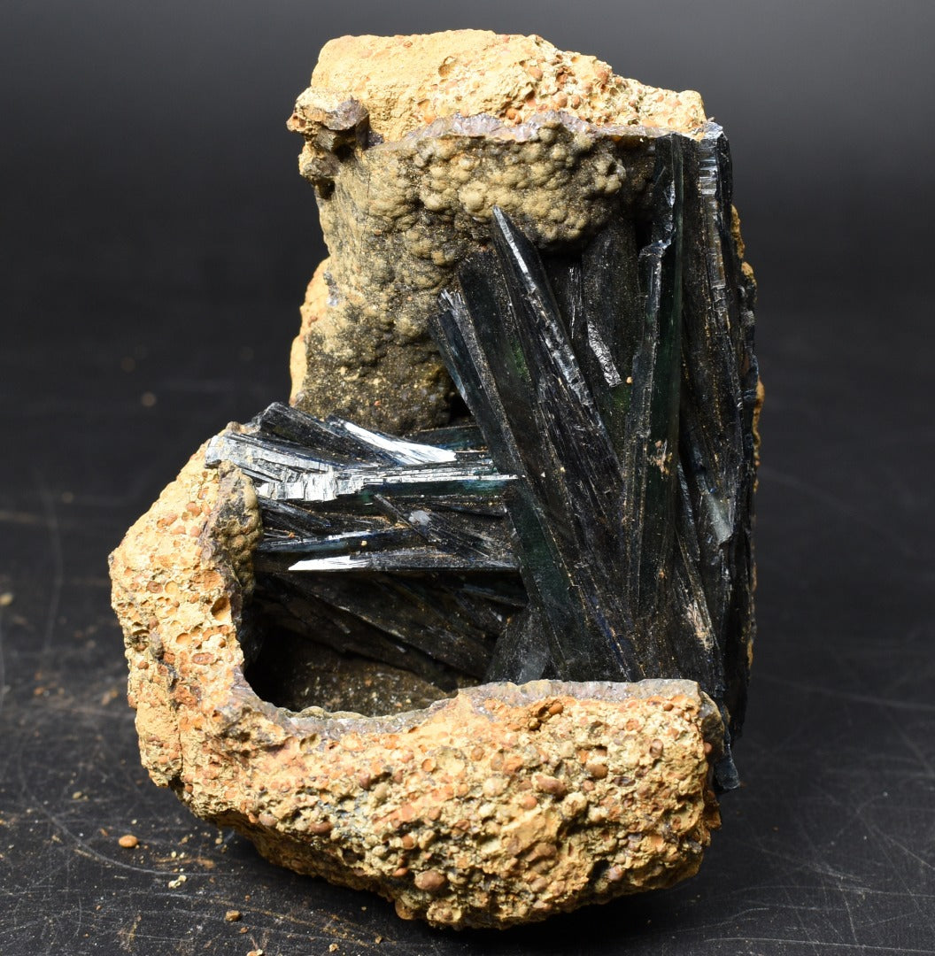 Large Rare Vivianite Crystal from Brazil - Deep Blue-Green Prismatic Blades, Brazilian Vivianite Specimen, Collector Mineral - 436g - #11