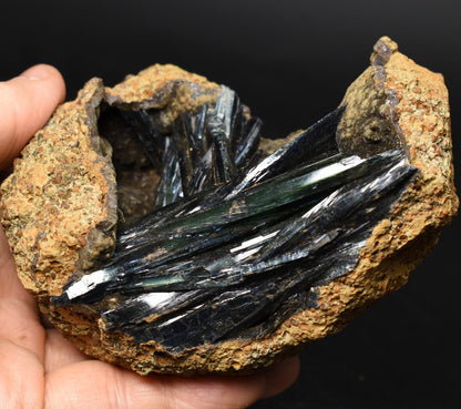 Large Rare Vivianite Crystal from Brazil - Deep Blue-Green Prismatic Blades, Brazilian Vivianite Specimen, Collector Mineral - 436g - #11