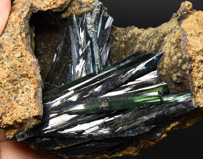 Large Rare Vivianite Crystal from Brazil - Deep Blue-Green Prismatic Blades, Brazilian Vivianite Specimen, Collector Mineral - 436g - #11