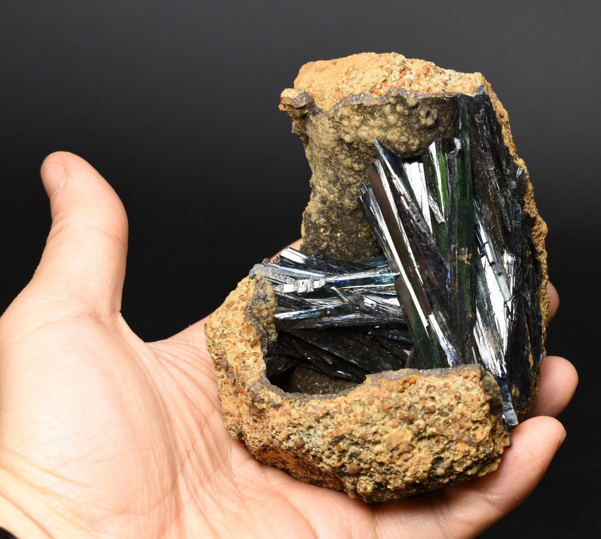 Large Rare Vivianite Crystal from Brazil - Deep Blue-Green Prismatic Blades, Brazilian Vivianite Specimen, Collector Mineral - 436g - #11