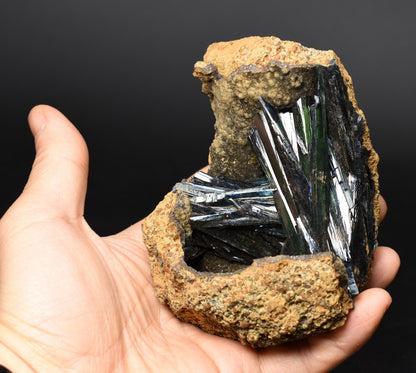 Large Rare Vivianite Crystal from Brazil - Deep Blue-Green Prismatic Blades, Brazilian Vivianite Specimen, Collector Mineral - 436g - #11