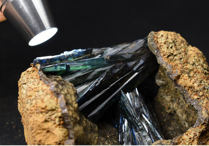 Large Rare Vivianite Crystal from Brazil - Deep Blue-Green Prismatic Blades, Brazilian Vivianite Specimen, Collector Mineral - 436g - #11
