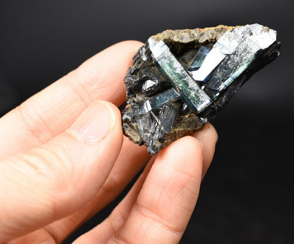 Rare Vivianite Crystal from Brazil - Deep Blue-Green Prismatic Blades, Brazilian Vivianite Specimen, Collector Mineral - 25g - #13