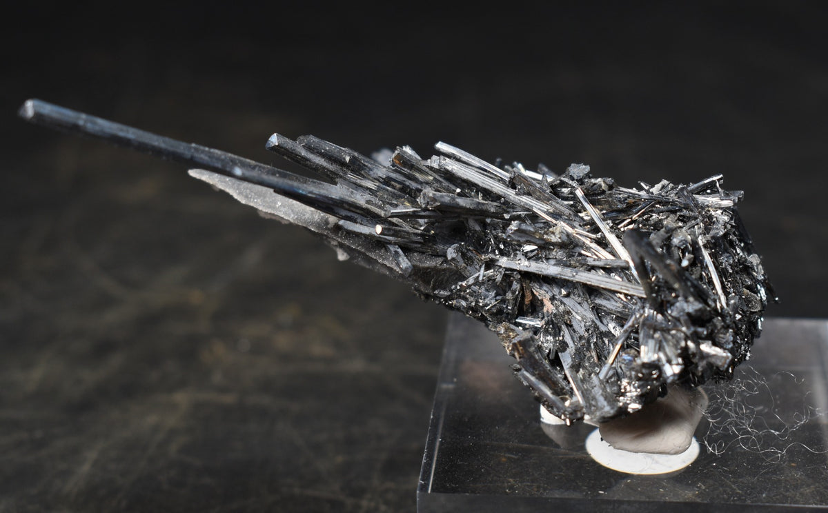 High-Grade Stibnite Crystal Cluster with Calcite, Xikuangshan Mine, China | Metallic Acicular Stibnite Specimen, ST6, 52 grams