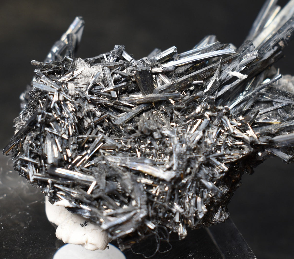 High-Grade Stibnite Crystal Cluster with Calcite, Xikuangshan Mine, China | Metallic Acicular Stibnite Specimen, ST6, 52 grams