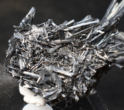High-Grade Stibnite Crystal Cluster with Calcite, Xikuangshan Mine, China | Metallic Acicular Stibnite Specimen, ST6, 52 grams