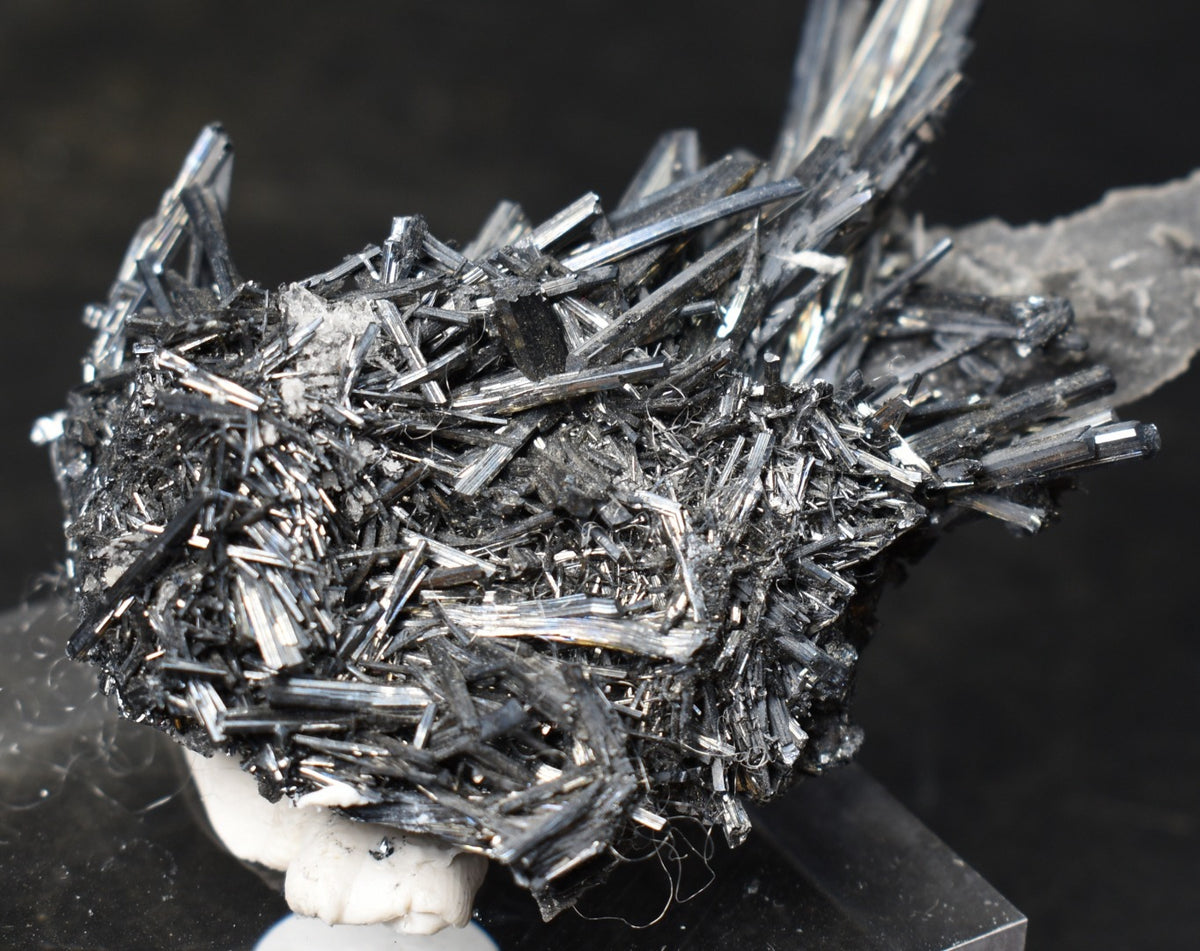 High-Grade Stibnite Crystal Cluster with Calcite, Xikuangshan Mine, China | Metallic Acicular Stibnite Specimen, ST6, 52 grams