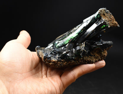 Large Rare Vivianite Crystal from Brazil - Deep Blue-Green Prismatic Blades, Brazilian Vivianite Specimen, Collector Mineral - 390g - #14