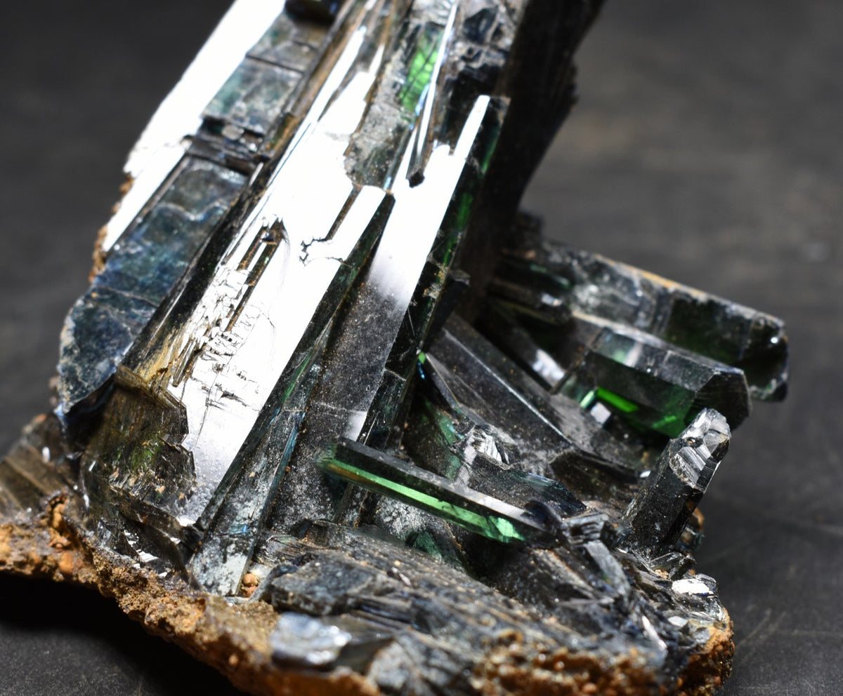 Large Rare Vivianite Crystal from Brazil - Deep Blue-Green Prismatic Blades, Brazilian Vivianite Specimen, Collector Mineral - 390g - #14