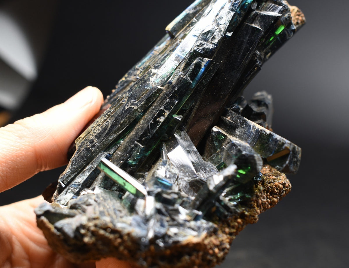 Large Rare Vivianite Crystal from Brazil - Deep Blue-Green Prismatic Blades, Brazilian Vivianite Specimen, Collector Mineral - 390g - #14