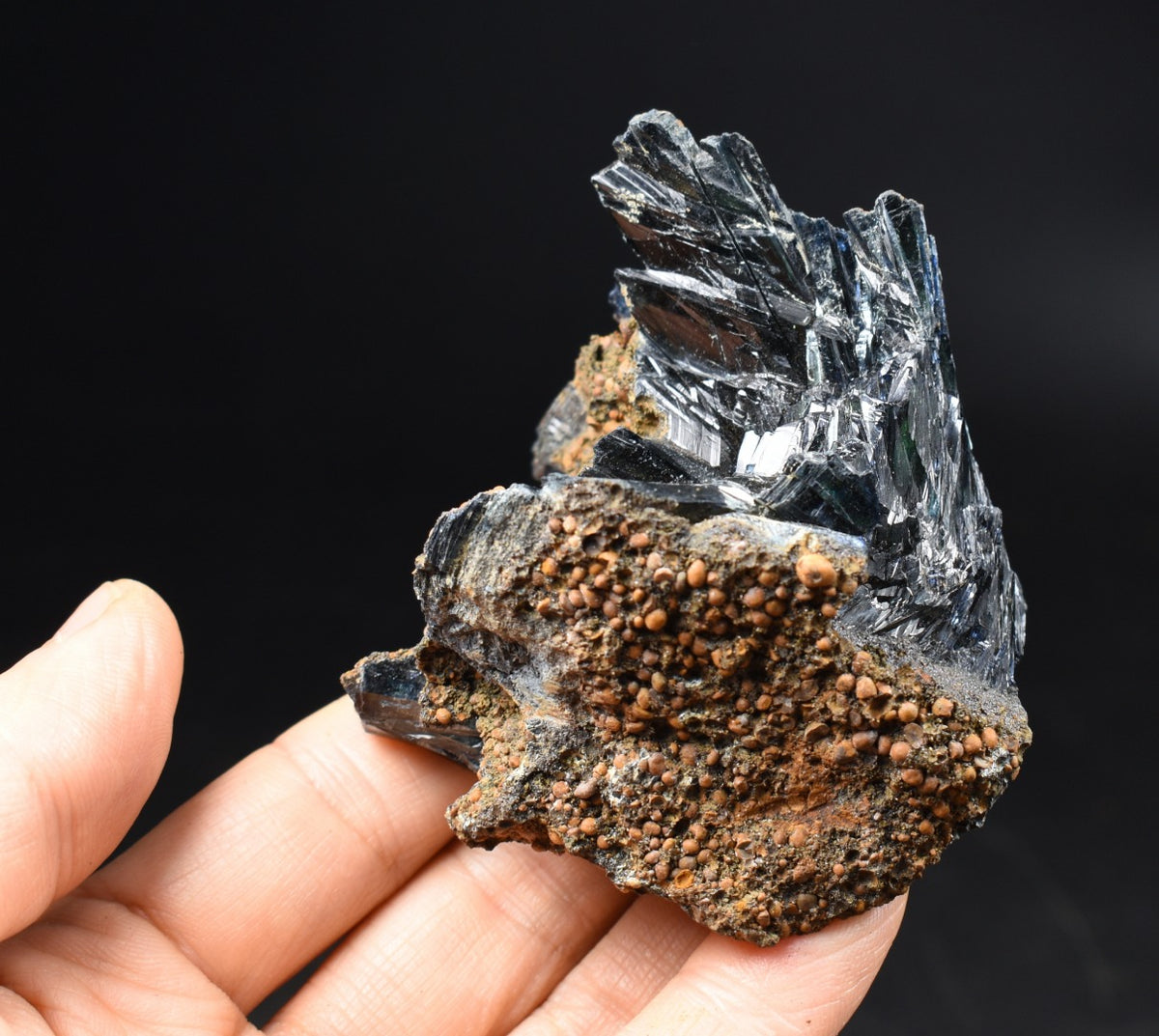 Large Rare Vivianite Crystal from Brazil - Deep Blue-Green Prismatic Blades, Brazilian Vivianite Specimen, Collector Mineral - 138g - #17