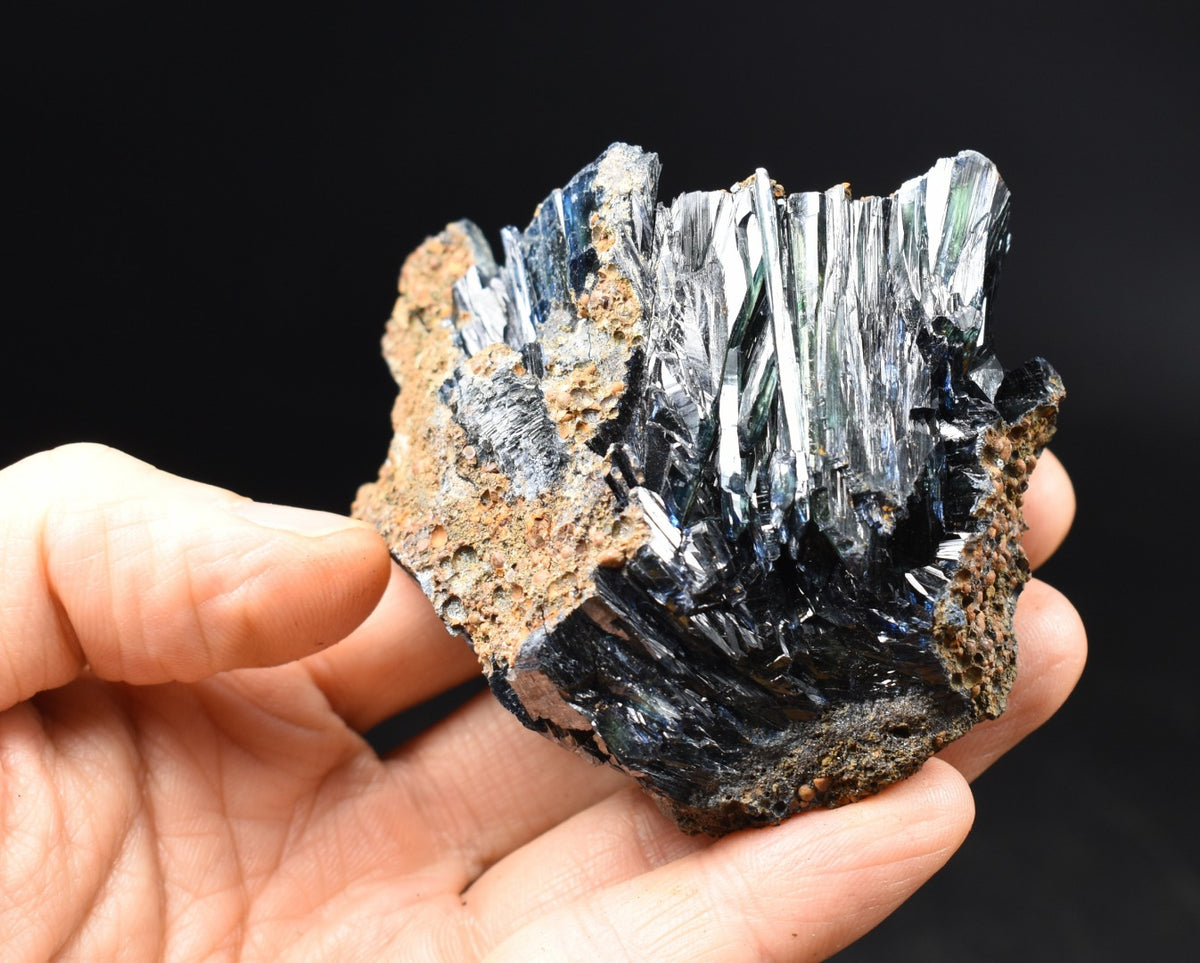Large Rare Vivianite Crystal from Brazil - Deep Blue-Green Prismatic Blades, Brazilian Vivianite Specimen, Collector Mineral - 138g - #17