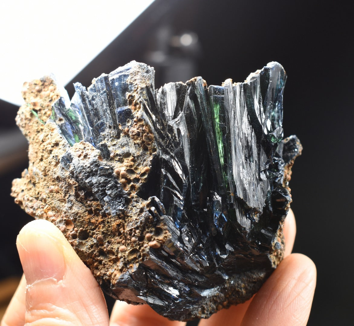 Large Rare Vivianite Crystal from Brazil - Deep Blue-Green Prismatic Blades, Brazilian Vivianite Specimen, Collector Mineral - 138g - #17