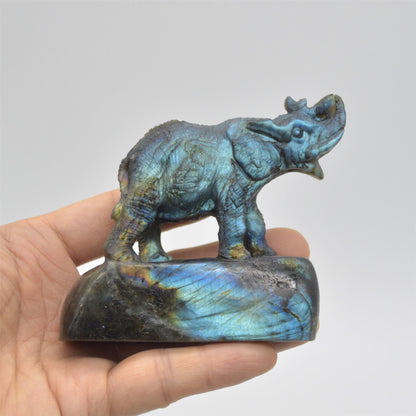 Labradorite Elephant - 8cm x 8cm x 3cm - 222 grams