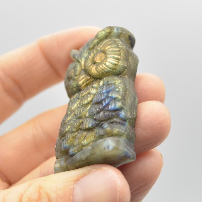 Labradorite Owl - 27 grams - 4.5cm x 2.5cm x 1.3cm