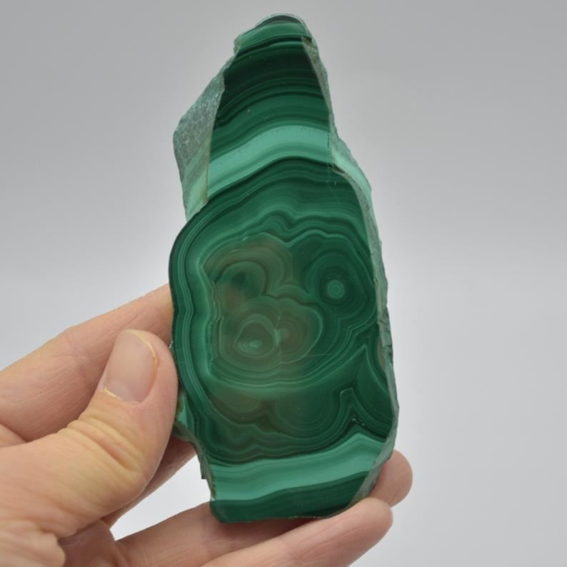 Malachite Crystal Freeform Slice, Slab - 10cm x 5cm x 1cm - 111 grams - #04