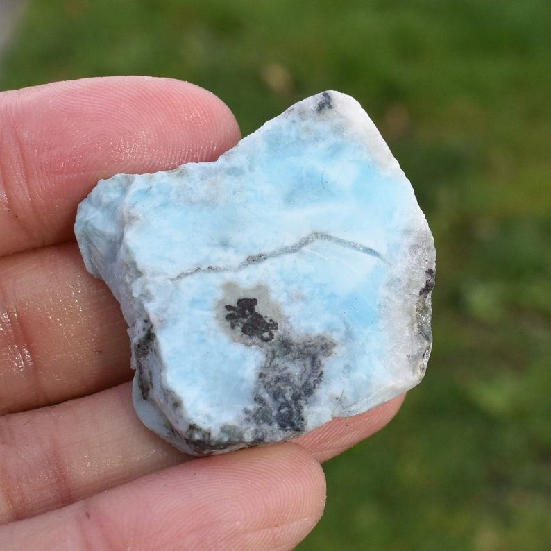 Larimar Dolphin Stone Freeform Raw Slab Slice - 29 grams - #026