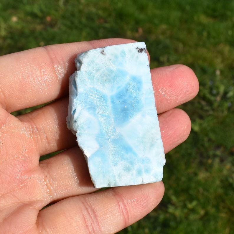 Larimar Dolphin Stone Freeform Raw Slab Slice - 37 grams - #010