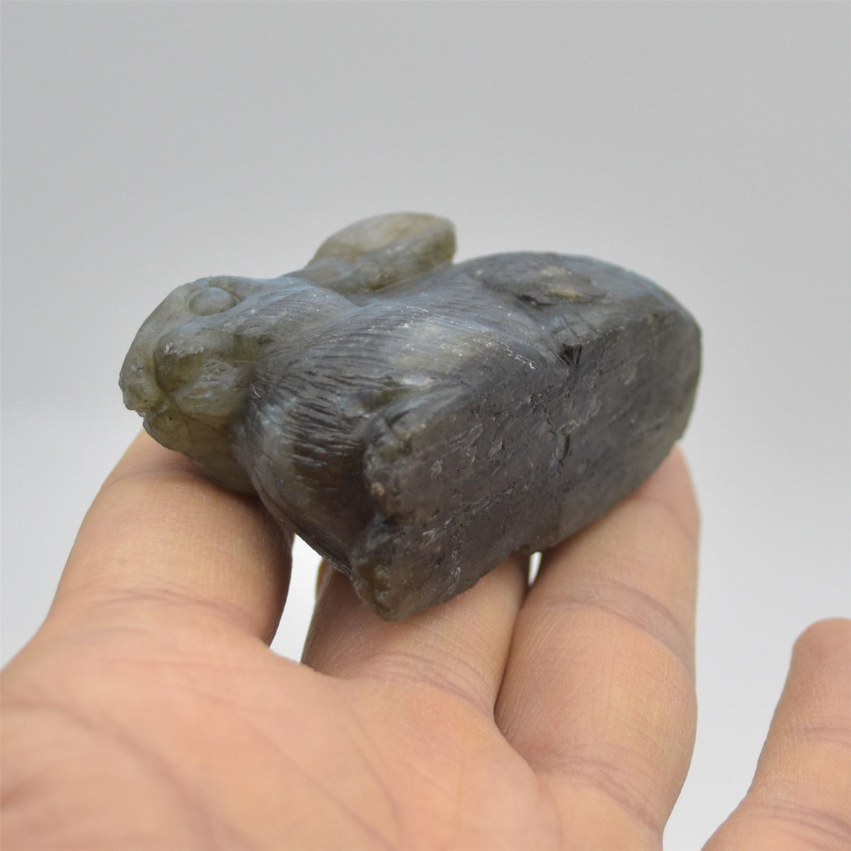 Labradorite Bunny Rabbit - 6cm x 4cm x 2.5cm - 73 grams