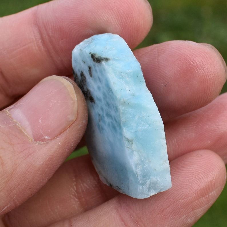 Larimar Dolphin Stone Freeform Raw Slab Slice - 13 grams - #032