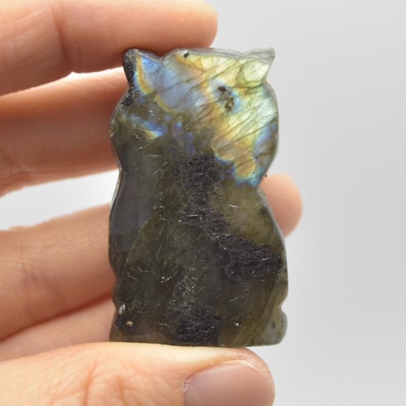 Labradorite Owl - 27 grams - 4.5cm x 2.5cm x 1.3cm