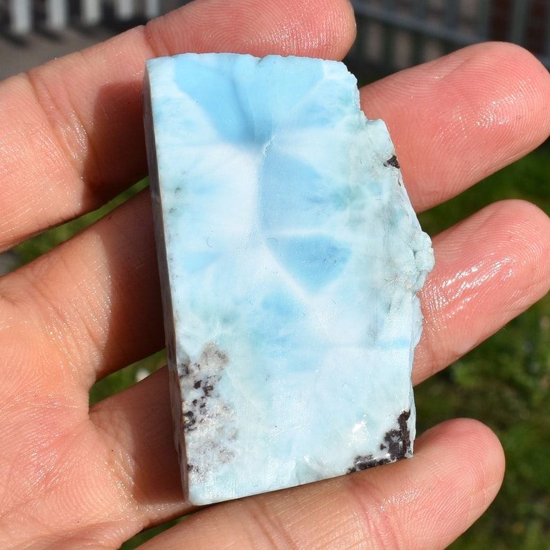 Larimar Dolphin Stone Freeform Raw Slab Slice - 37 grams - #010