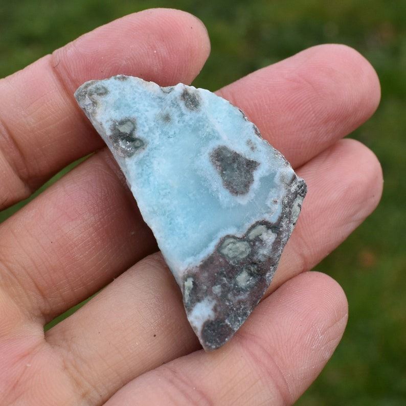 Larimar Dolphin Stone Freeform Raw Slab Slice - 18 grams - #029