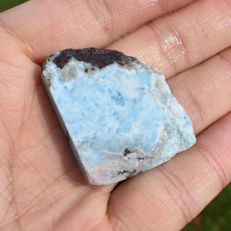 Larimar Dolphin Stone Freeform Raw Slab Slice - 15 grams - #08
