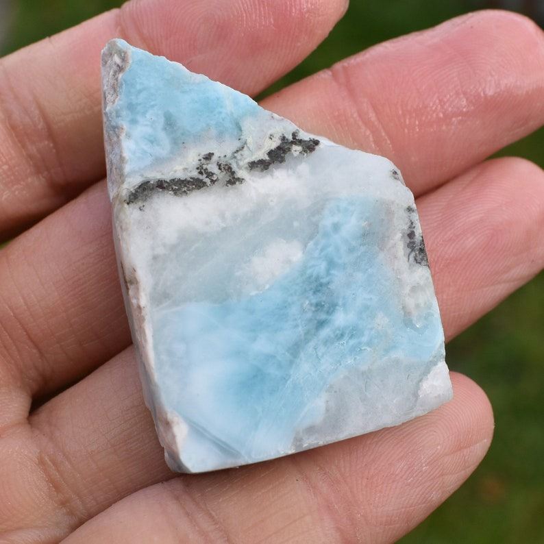 Larimar Dolphin Stone Freeform Raw Slab Slice - 30 grams - #027