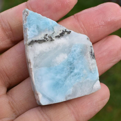 Larimar Dolphin Stone Freeform Raw Slab Slice - 30 grams - #027
