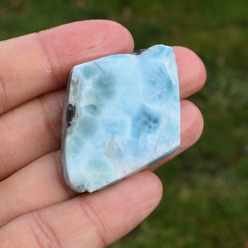 Larimar Dolphin Stone Freeform Raw Slab Slice - 23 grams - #017