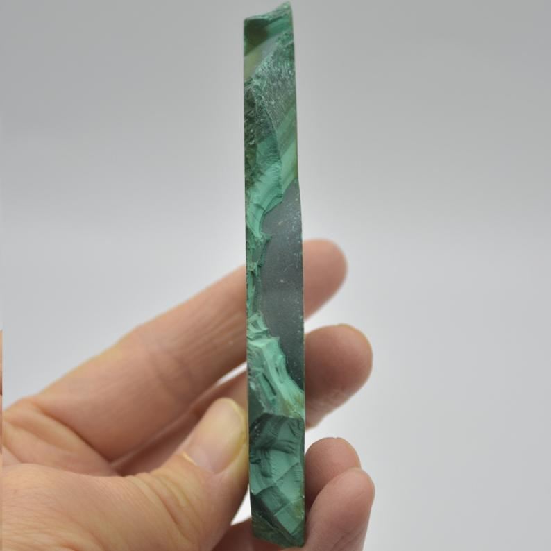 Malachite Crystal Freeform Slice, Slab - 10cm x 5cm x 1cm - 111 grams - #04
