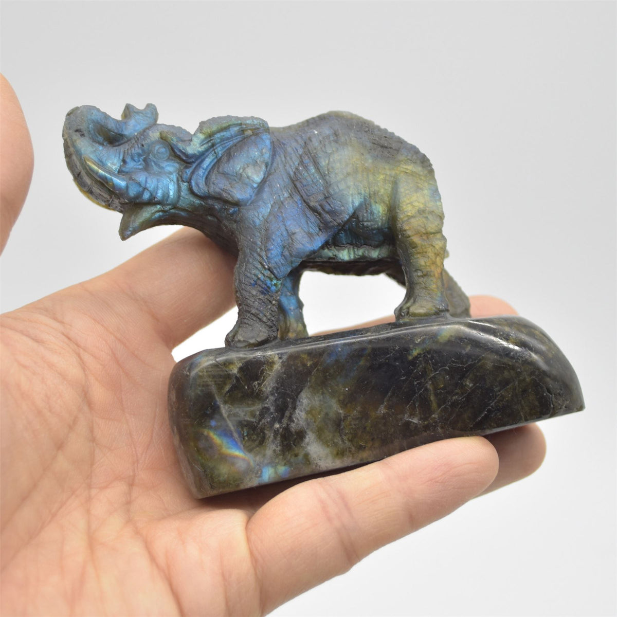Labradorite Elephant - 8cm x 8cm x 3cm - 222 grams