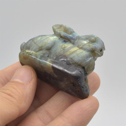 Labradorite Bunny Rabbit - 5cm x 4cm x 2.8cm - 68 grams