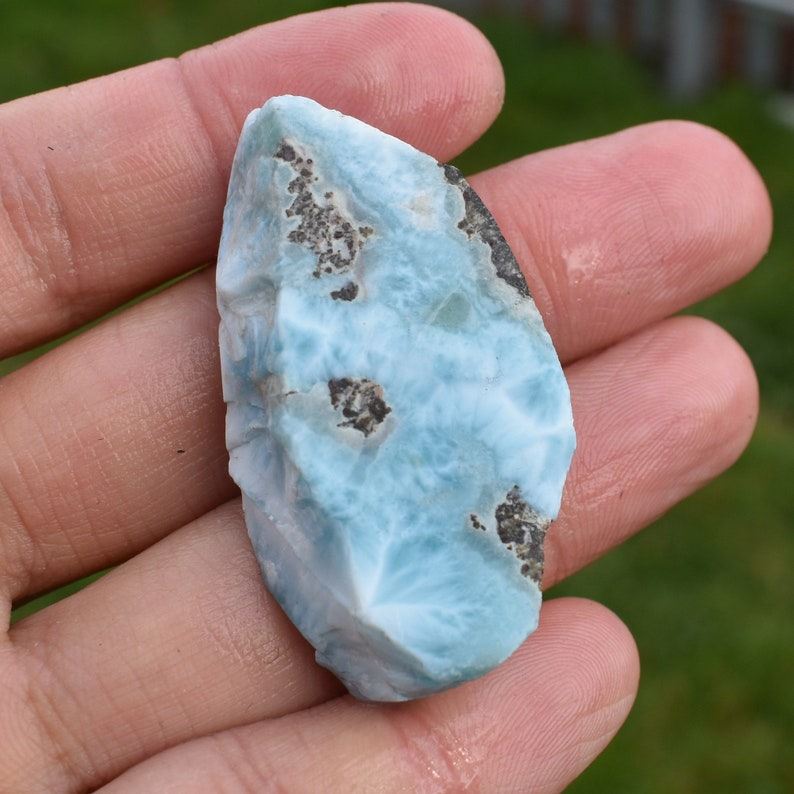 Larimar Dolphin Stone Freeform Raw Slab Slice - 22 grams - #018