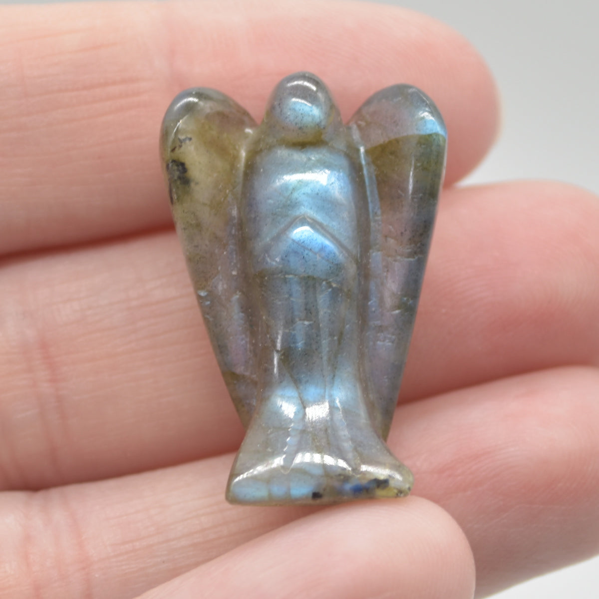 Labradorite Carved Pocket Guardian Angel - 2.9cm - 1 inch - 1 Count
