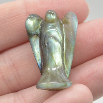 Labradorite Carved Pocket Guardian Angel - 2.9cm - 1 inch - 1 Count