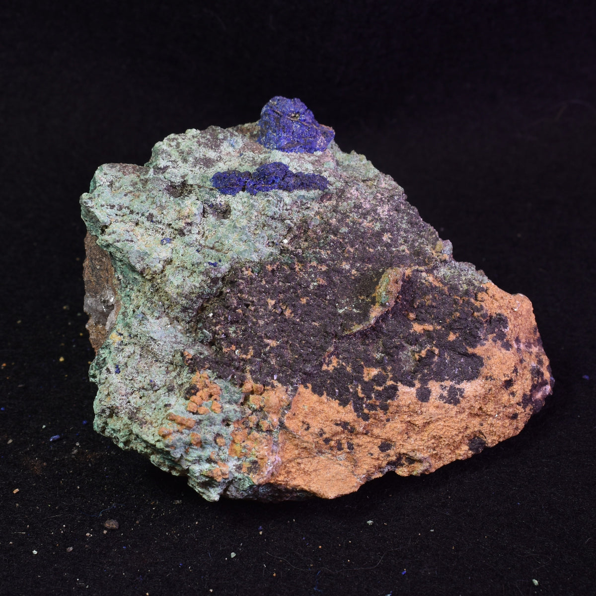Raw Azurite Malachite (with Quartz) Crystal Cluster Specimen from Mexico - 199 grams #06