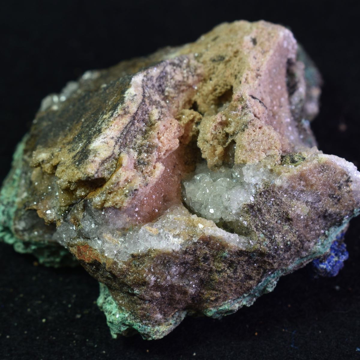 Raw Azurite Malachite (with Quartz) Crystal Cluster Specimen from Mexico - 199 grams #06