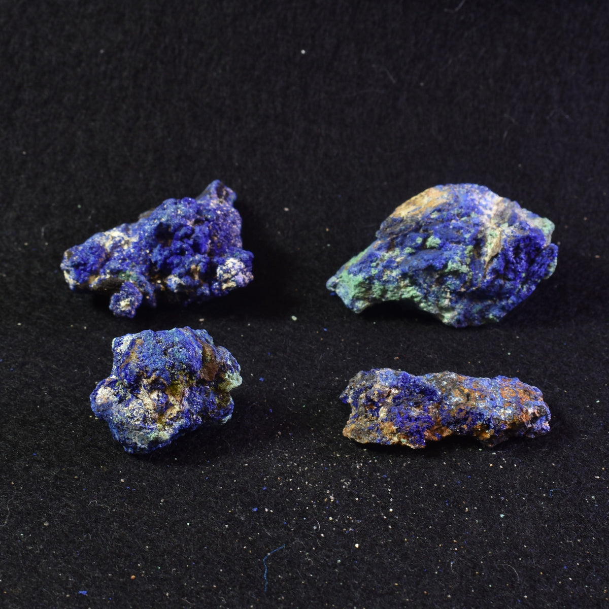 Raw Azurite Malachite Crystal Cluster Specimens from Mexico - 4 Count - 50 grams